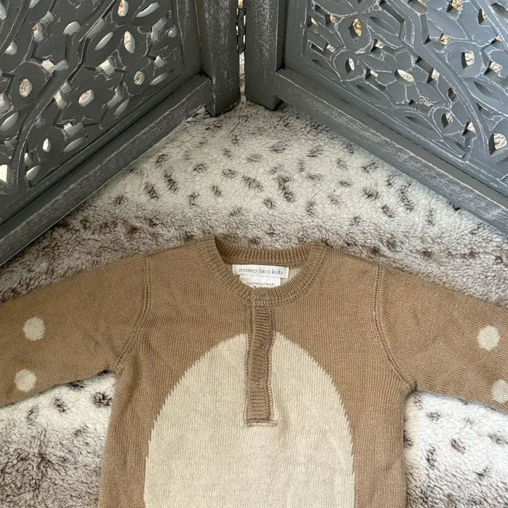 Pottery Barn Kids reindeer bodysuit baby 3-6 months Christmas holiday party